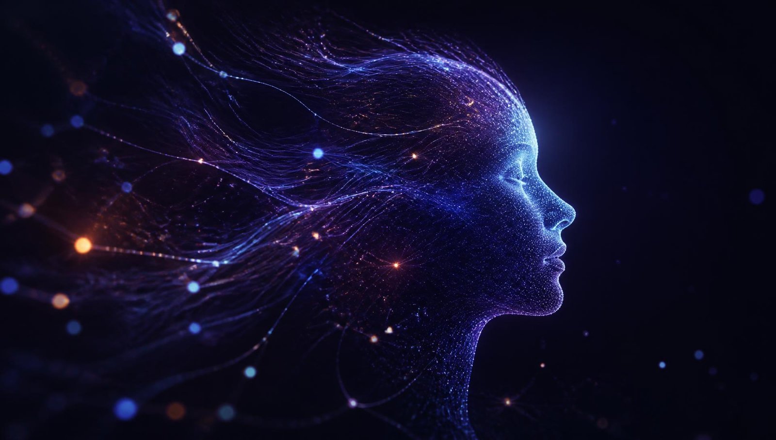 Abstract visualisation of human intelligence amplified by AI